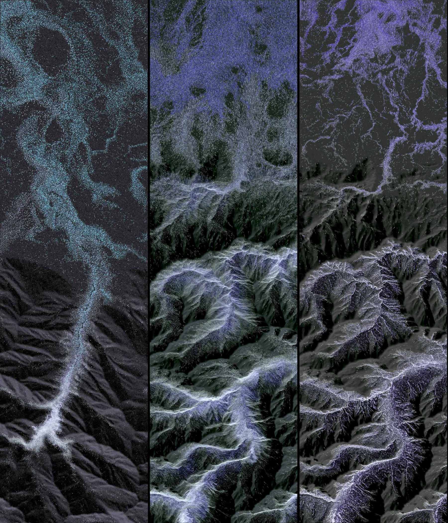 Screenshots of glacial simulation over time